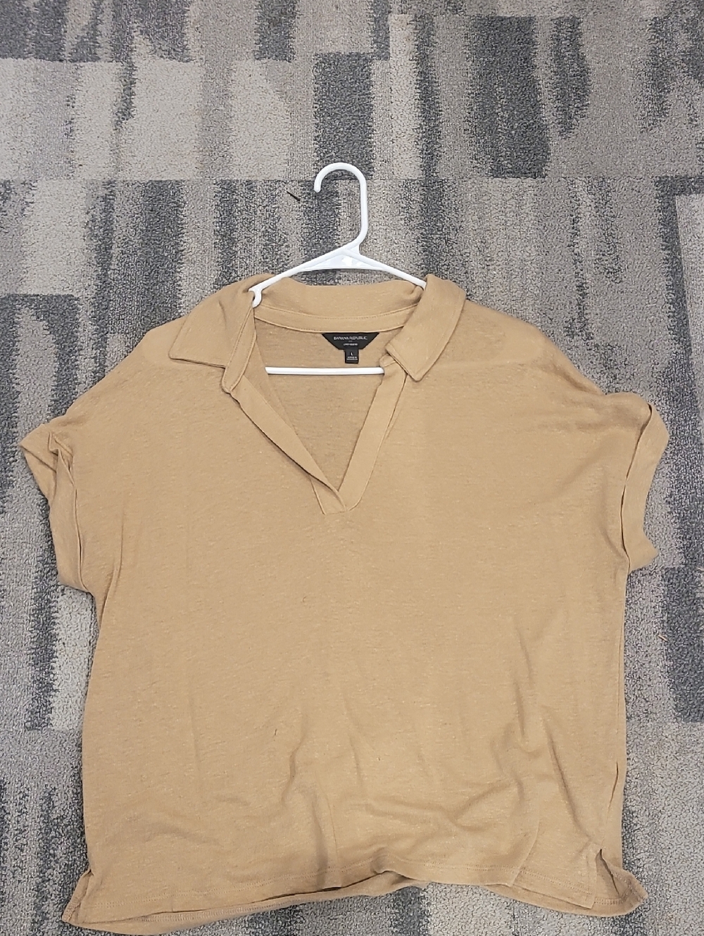 Banana Republic Short Sleeve Polo Top in Tan